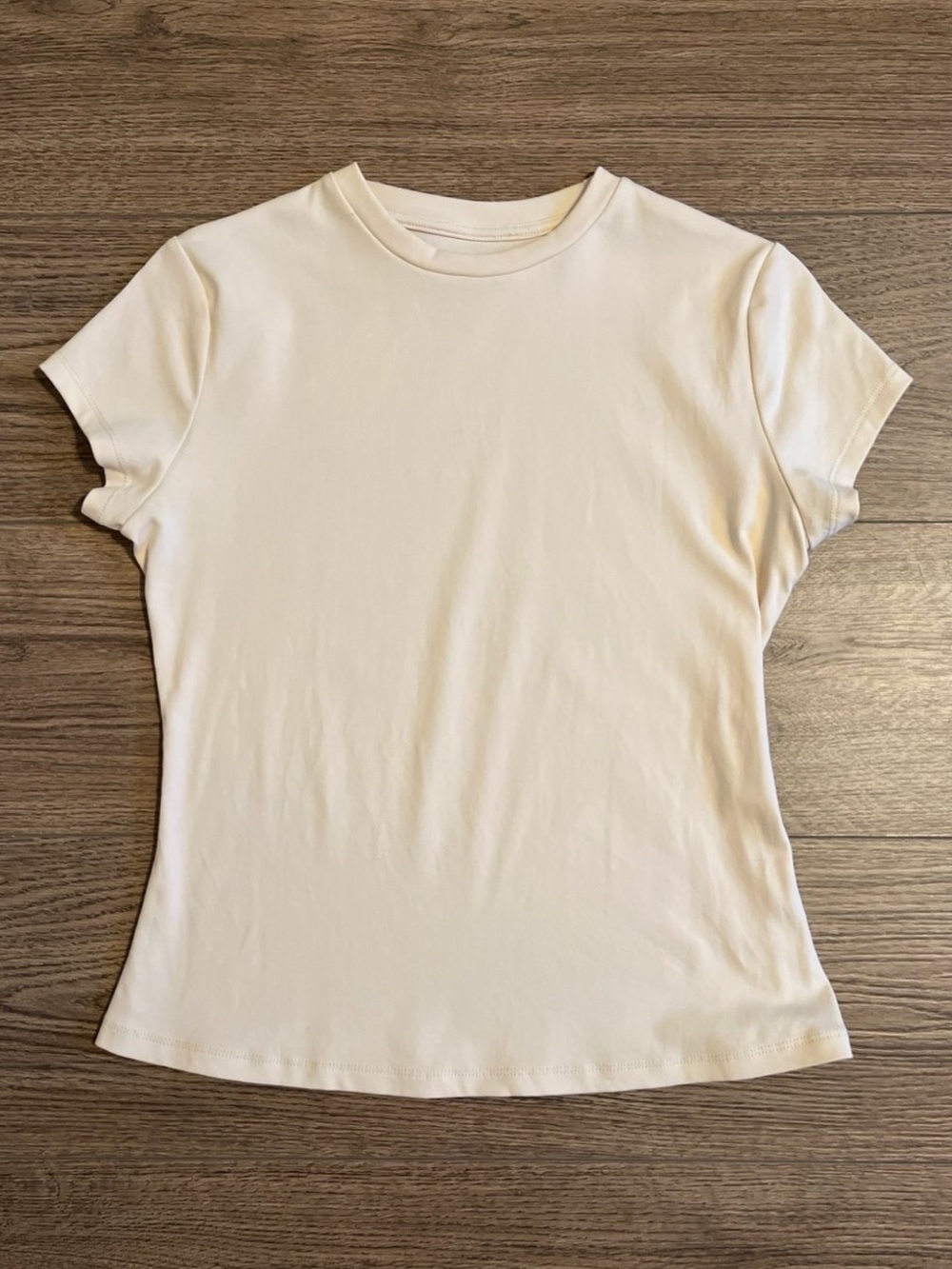OGL Cream Ivory short sleeve crew neck t-shirt stretchy Women L